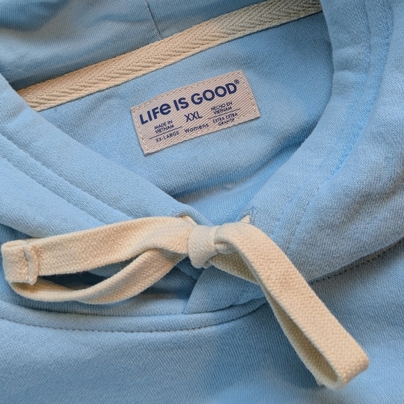 Life Is Good Fleece Hoodie Pullover Sunflower Kangaroo Pocket Light Blue XXL NWT - Picture 10 of 15